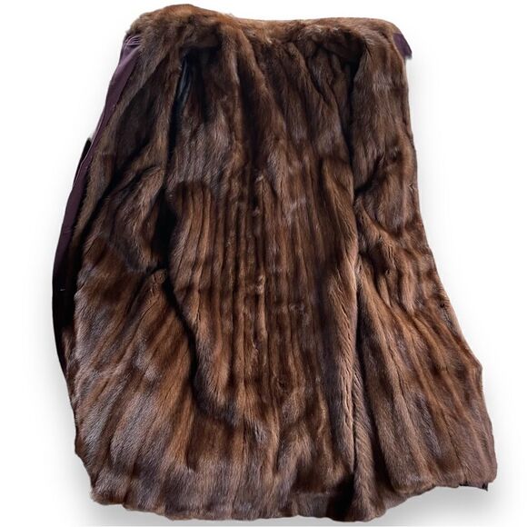 Winters Fur Mink Lined Wool Blend Plum Trench Coat FLAWED /REPURPOSE READY - Picture 9 of 15